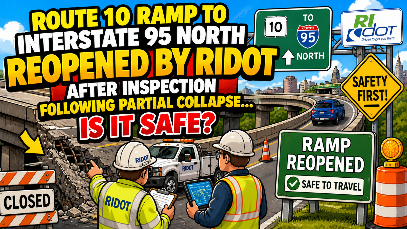 Route 10 ramp reopened after RIDOT safety inspection